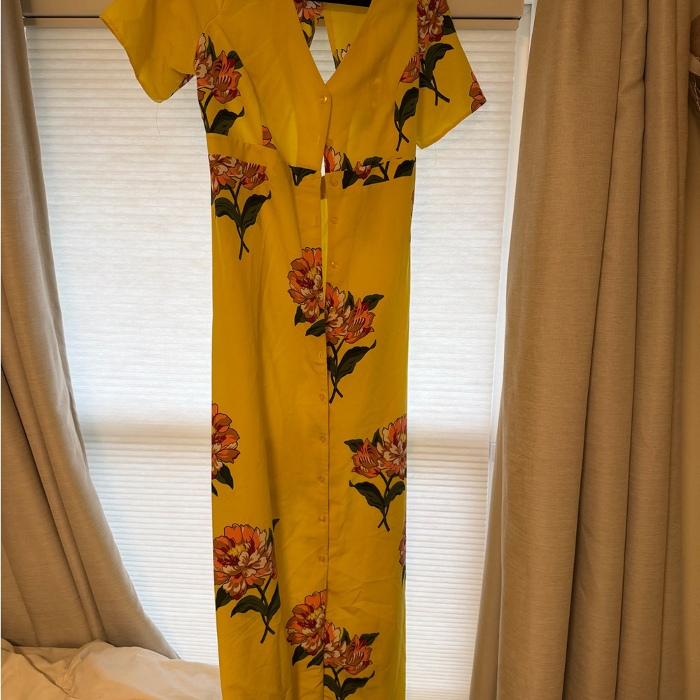 ASOS Yellow Floral V-Neck Dress